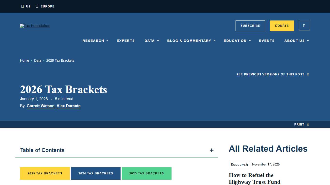 2026 Tax Brackets and Federal Income Tax Rates Tax Foundation
