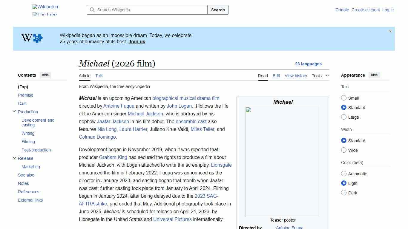 Michael (2026 film) - Wikipedia