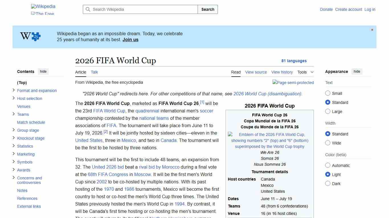 2026 FIFA World Cup - Wikipedia