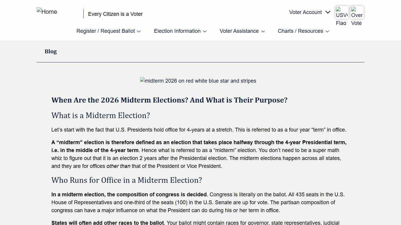 When Are the 2026 Midterm Elections? And What is Their Purpose? U.S. Vote Foundation